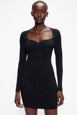 Ted Baker MMEGGI Sweetheart neckline knit dress Black