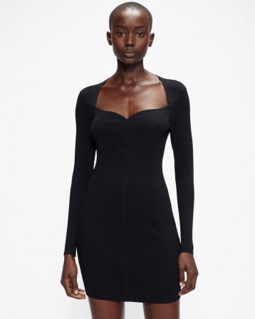 Ted Baker MMEGGI Sweetheart neckline knit dress Black