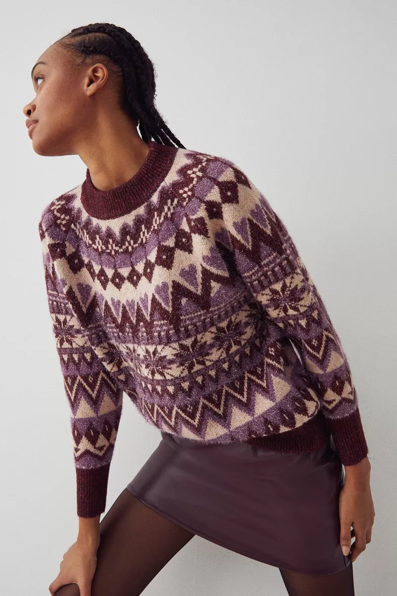 Warehouse purple Tinsel Fairisle Knit Jumper Warehouse Tinsel Fairisle Knit Jumper, £30 (Save 49%) was £59