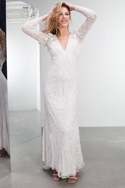 ASOS EDITION Selena embellished placement wedding dress Ivory