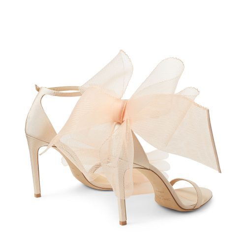 jimmy choo aveline 100 peach sandals with asymmetric grosgrain mesh fascinator bows4 e1637857579223