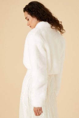 Monsoon Faux fur bridal jacket ivory