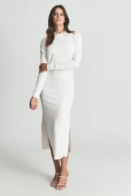 Reiss Martha open back midi dress Ivory white cream