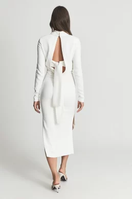 Reiss Martha open back midi dress Ivory white cream