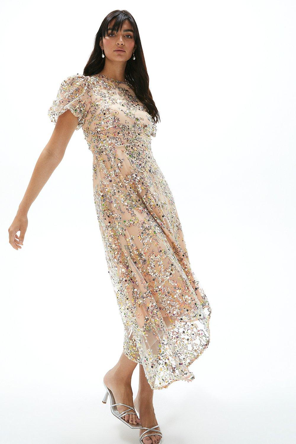 Cluster Sequin Midaxi Dress