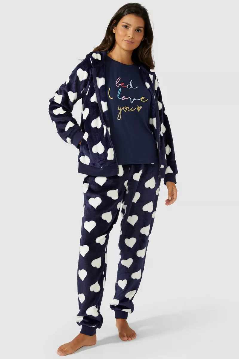 Debenhams Bed I Love You 3 Piece Hooded Fleece Pj Set £33.60(Save 30%)