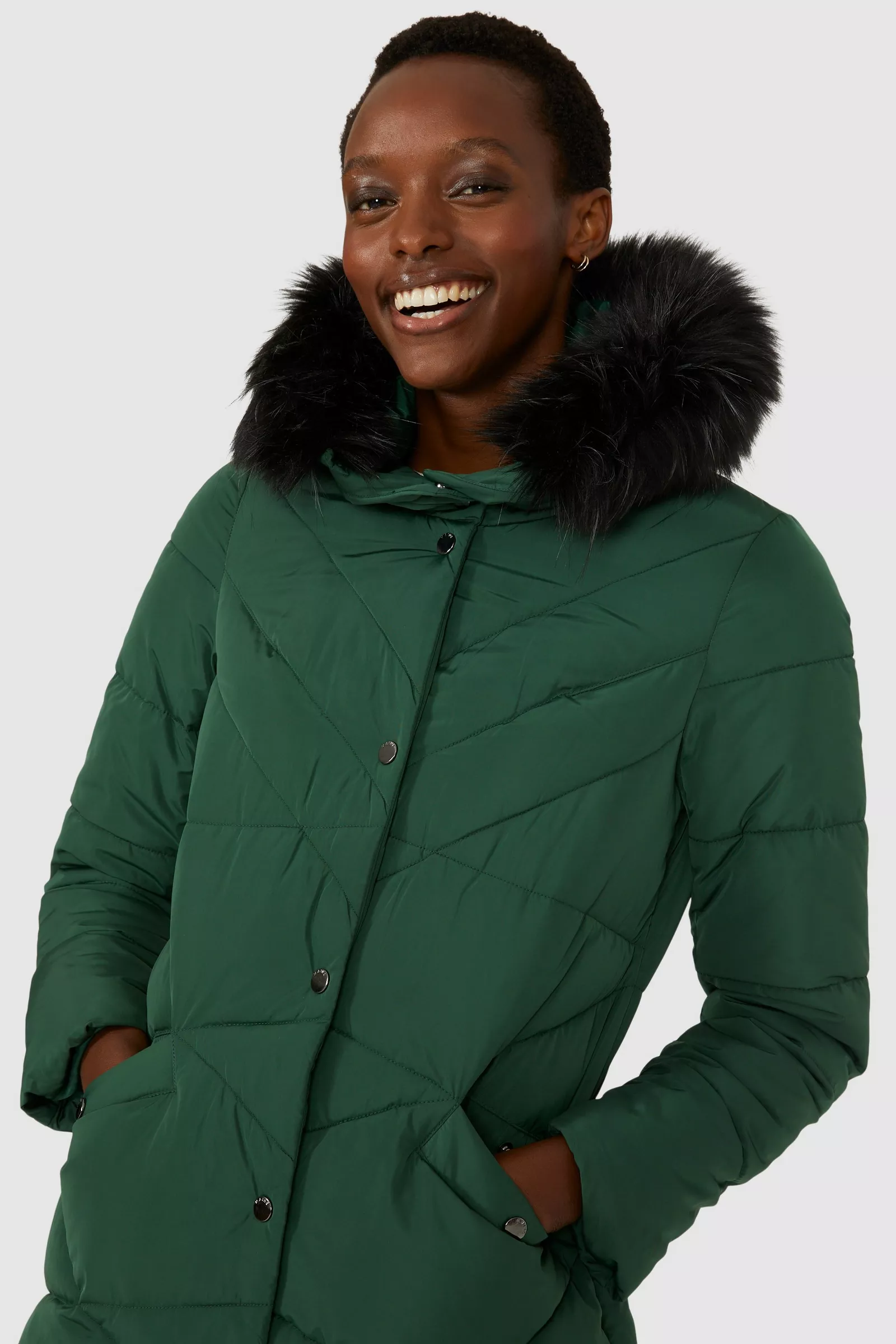 Maine Fur Hood Quilted Faux Down Coat £47.50(Save 50%)