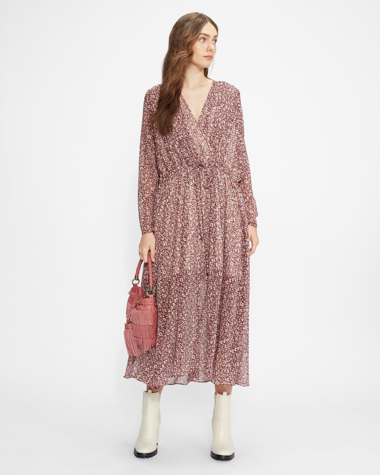 VALLYY Draped leopard print midi dress £195 £97