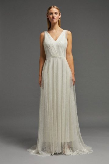 Coast Column Dress And Sequin Overlay Maxi Dress Set Ivory