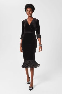Hobbs Melodie Velvet Shift Dress Black