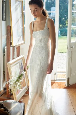 Monsoon Embellished square neck bridal dress ivory