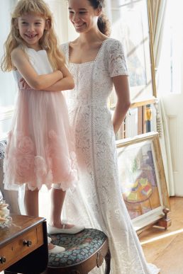 Monsoon Kim square neck lace bridal dress ivory