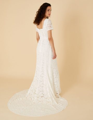 Monsoon Kim square neck lace bridal dress ivory