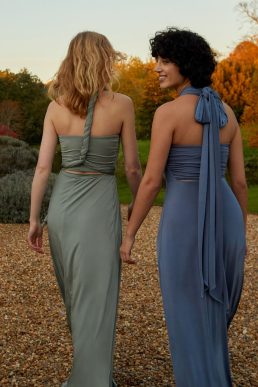 Monsoon Tracy twist me tie me maxi bridesmaid dress blue