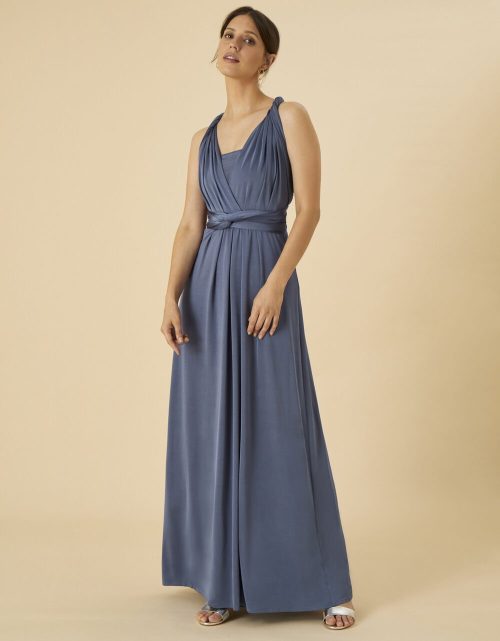 Monsoon Tracy twist me tie me maxi bridesmaid dress blue myonewedding