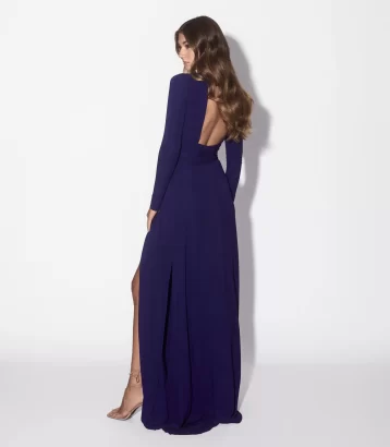 Reiss Bailey plunge neck maxi dress jersey Cobalt Blue