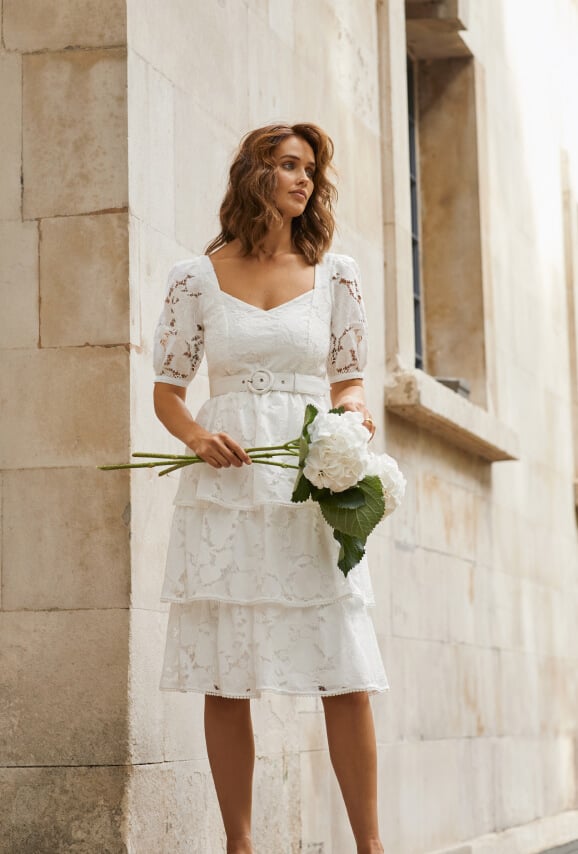 Short ivory lace dress sale
