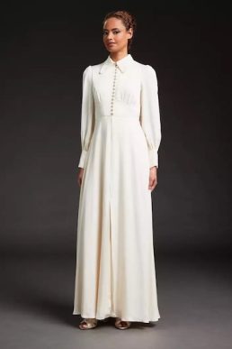 LK Bennett Harlow Ivory Satin Crepe Long Wedding Dress