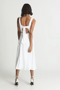 Reiss Alberta Lace Trim Midi Dress White