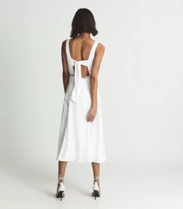 Reiss Alberta Lace Trim Midi Dress White