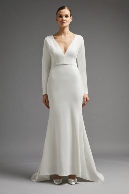 Coast Deep V Maxi Bridal Dress With Train Ivory