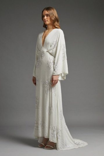 Coast Premium Embellished Flare Sleeve Maxi Dress Ivory