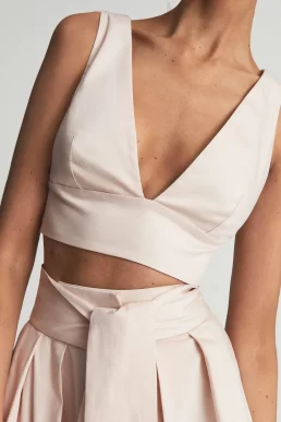 Reiss Gigi gather detailed maxi skirt Neutral Light Blush