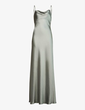 Jenny Yoo Addison cowl-neck satin maxi dress Moss Green