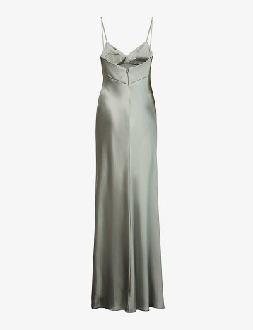 Jenny Yoo Addison cowl-neck satin maxi dress Moss Green