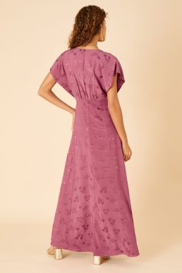 Monsoon Donna satin jacquard maxi dress pink
