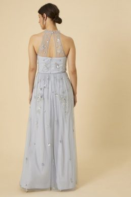 Monsoon Sasha embellished maxi dress in recycled polyester blue