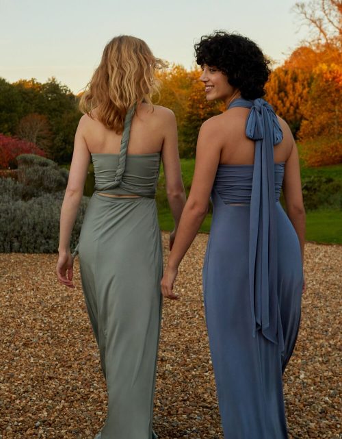 Monsoon Tracy twist me tie me maxi bridesmaid dress blue myonewedding