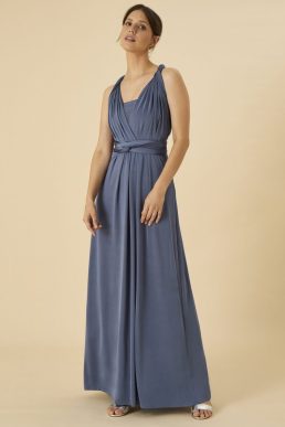 Monsoon Tracy twist me tie me maxi bridesmaid dress blue