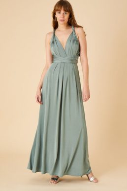 Monsoon Tracy twist me tie me maxi bridesmaid dress green