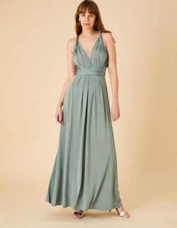 Monsoon Tracy twist me tie me maxi bridesmaid dress green