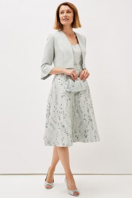 Phase Eight Becka Floral Jacquard Fit and Flare Dress Eau De Nil Off white