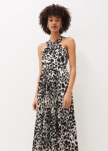 Phase Eight Chelsie Leopard Print Midaxi Dress Brown Multi