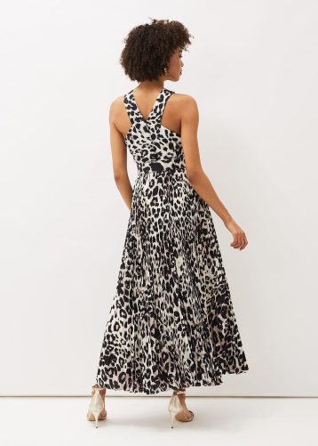 Phase Eight Chelsie Leopard Print Midaxi Dress Brown Multi