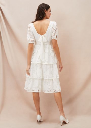 Phase Eight Elyse Lace Tiered Wedding Dress, Ivory - Image 3