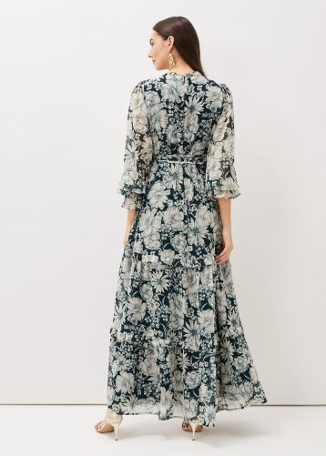 Phase Eight Indiana Floral Maxi Dress Pine Green Multi