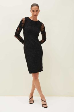 Phase Eight Isobel Tapework Lace Dress Black