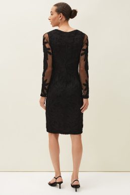 Phase Eight Isobel Tapework Lace Dress Black