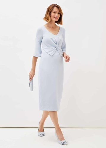 Phase Eight Layla Bow Detail Fitted Dress Sky Blue