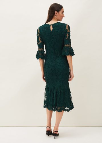 Phase Eight Margaret Tapework Lace Dress Green