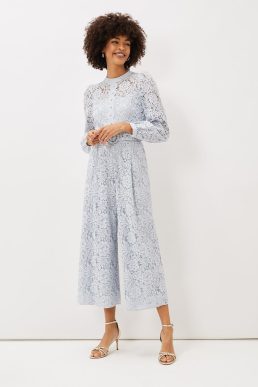 Phase Eight Monroe Belted Lace Wide Leg Jumpsuit Sky Blue