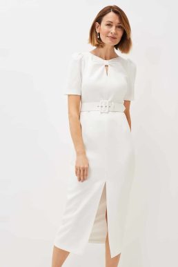 Phase Eight Niccola Fitted Belted Midaxi Dress Oyster