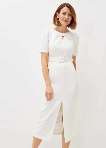 Phase Eight Niccola Fitted Belted Midaxi Dress Oyster