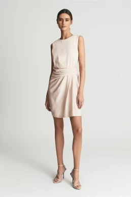 Reiss Essie Fitted Shift Mini Dress Nude