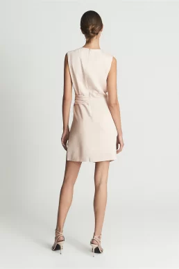 Reiss Essie Fitted Shift Mini Dress Nude