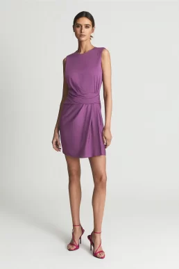 Reiss Essie Fitted Shift Mini Dress Purple